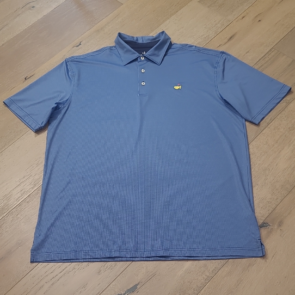 EUC Masters. Tech Golf Polo Men's sz XL Blue Geometric Logo Short Sleeve Shirt